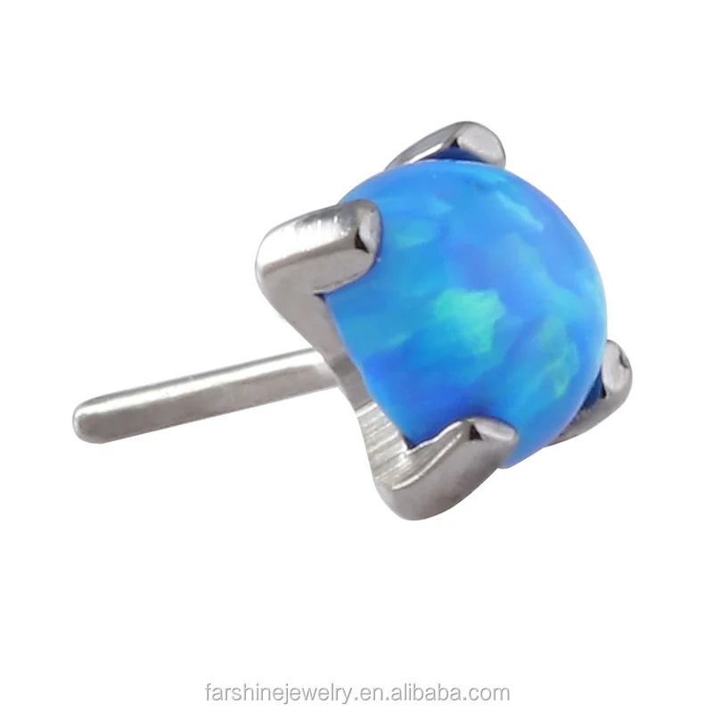 Giometal ASTM F136 титановый пирсинг оптовая продажа набор из четырех зубьев Опаловый наконечник крепежные винтовые Украшения для тела