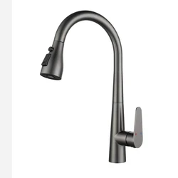 three mode widespread Gun grey SUS304 pull down out kitchen sink faucet with sprayer for kitchen sink