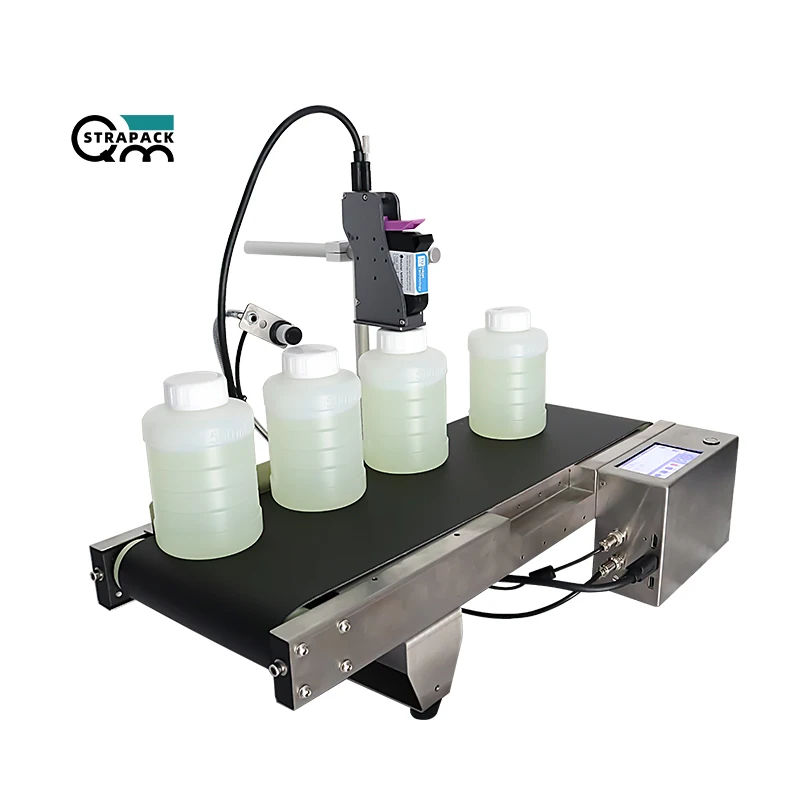 Easy to Operate Desktop Conveyor Table Inkjet Printer with Automatic Grade Plastic Tij Plate New Condition Core Motor Component