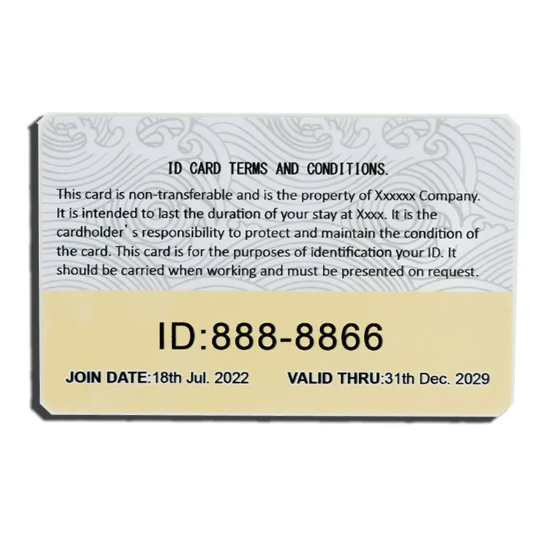 Customized Inkjet Printing Government Student Employee Work Plastic PVC Photo ID Card