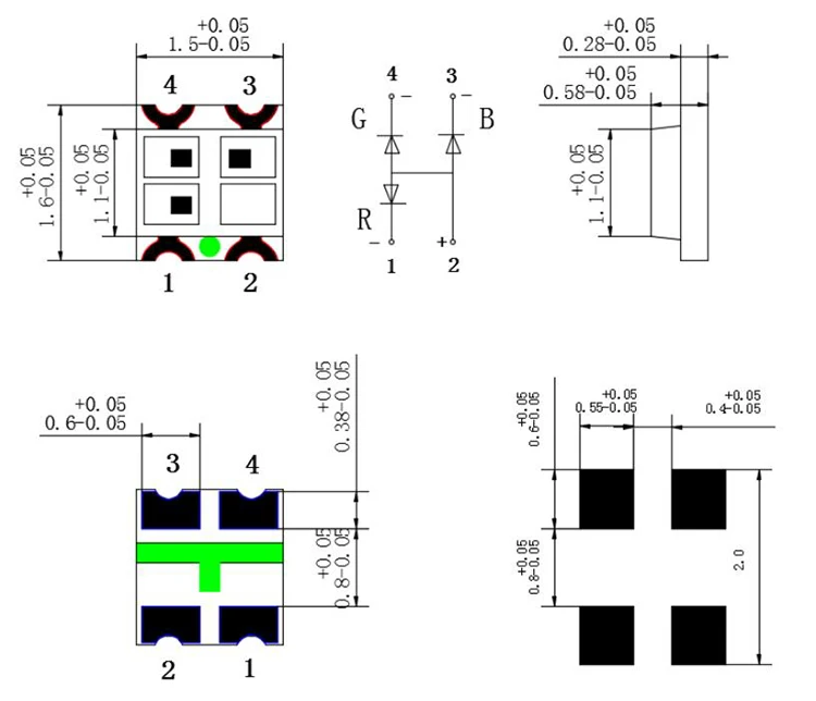 Led module Best Price Good Quality LED Bulb led encapsulation series 1615 SMD LED Chips front lighting RGB