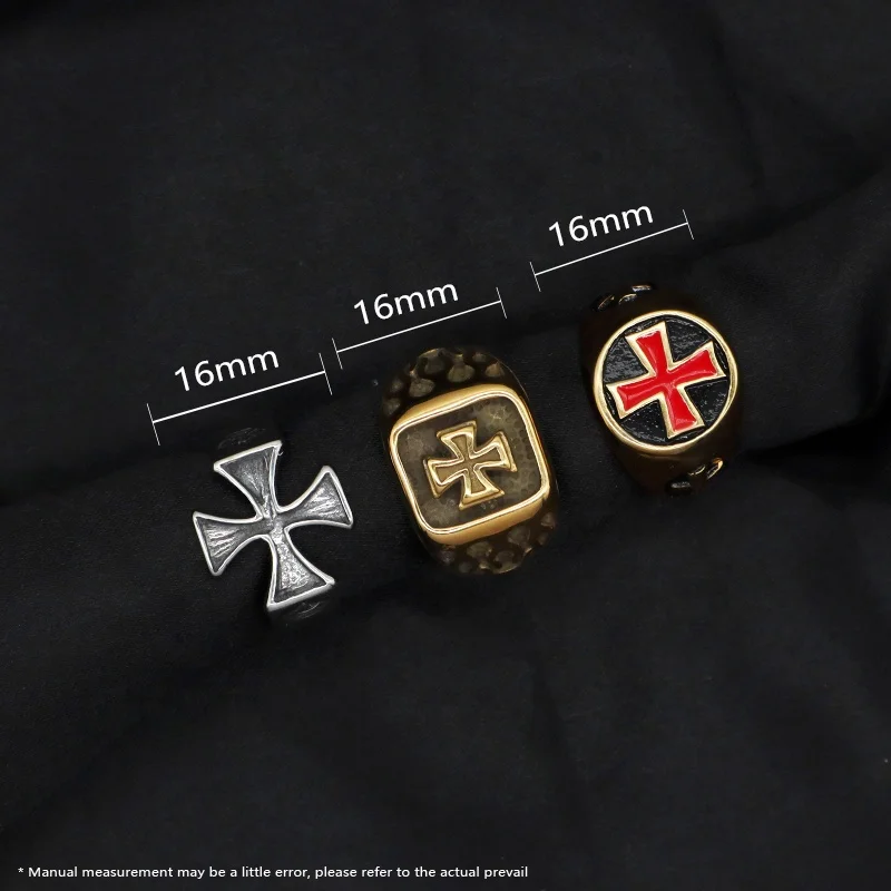 New Fashion Custom Wholesale Personality Cross Finger Ring Jewelry Enamel Gold Plated Stainless Steel Cross Ring For Men Women