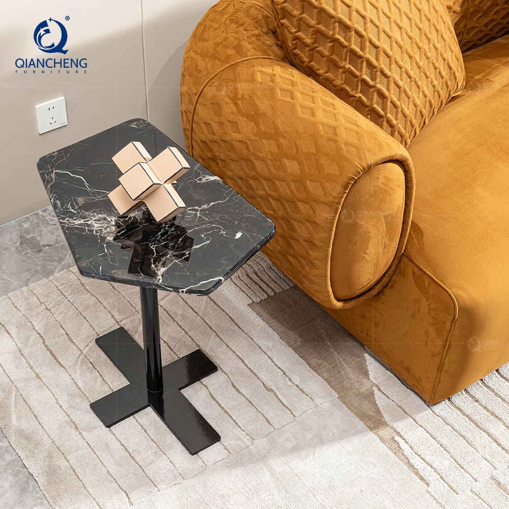 Living Room Modern Home Furniture Lato Side Table Natural Marble With Stainless Steel Base Furniture Factory In Foshan China