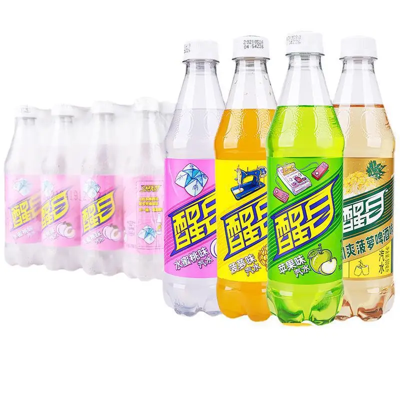 Exotic soda Carbonated Drink Pineapple Apple Peach Flavor Carbonated Soda 500ml Sparkling Water soft drinks