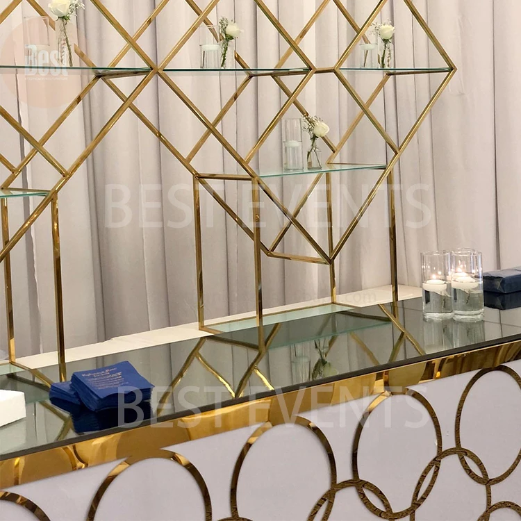 Hot Selling Portable Bar Counter High Quality Gold Stainless Steel Party Hire Bar Table