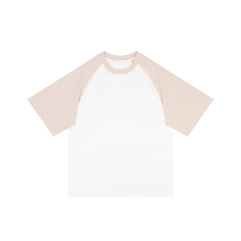 3 Needles 5 Threads Overlock Color Matching Vintage Raglan Half Sleeve 300 GSM Heavywight Oversize Blank Plain T-Shirt For Men