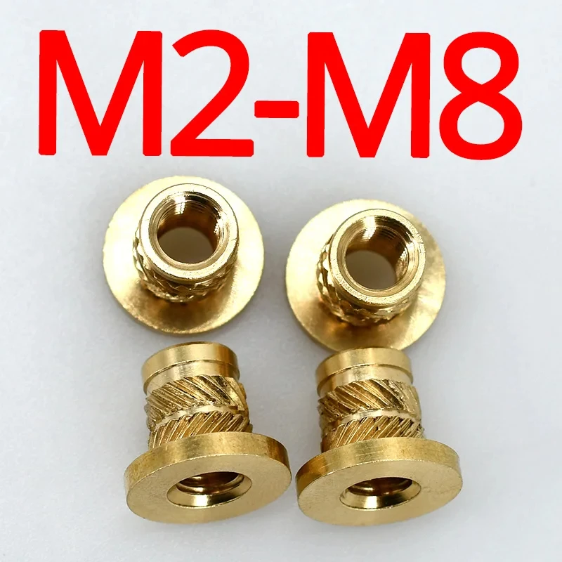 M2 m3 m4 m5 m6 m8 Brass Heat insert Hot melt Knurl flange Copper nut Thread injection Embedding T-Type Nut for 3D Printer