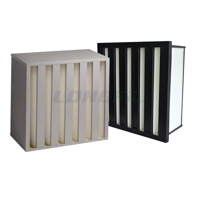 H13 H14 3V 4V 5V 6V Combined V BANK HVAC Terminal HEPA Filter 24x24 Glassfiber Filter Media Mini Pleat High Air Flow