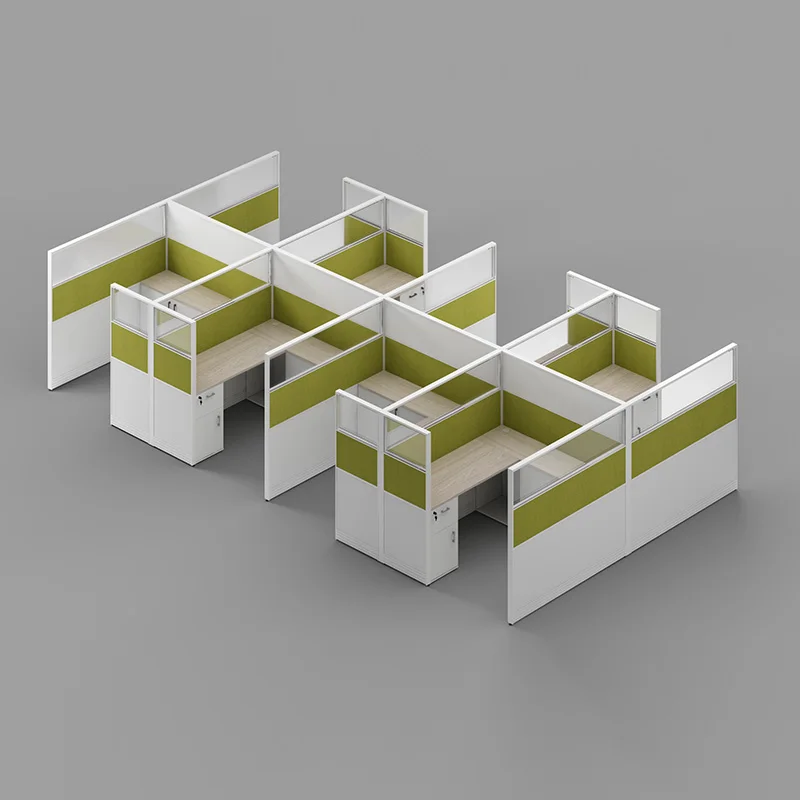 Modular 4 Seat Office Cubicle Partition Call Center Workstation 6 Staff Table for Room