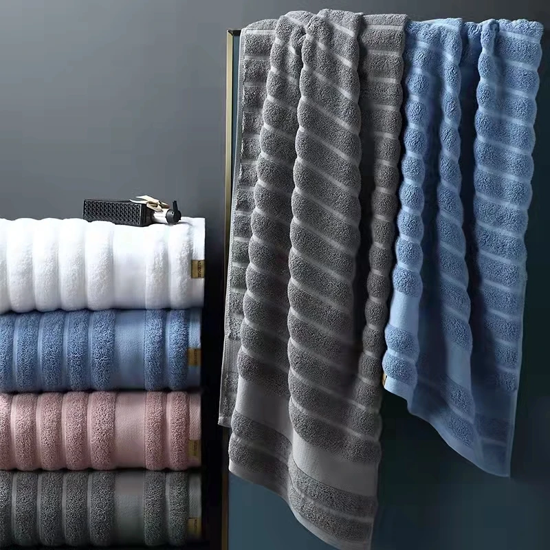 Custom Jacquard 5 Star Hotel High-quality Cotton Long Terry Stripe Hotel Hand Towel