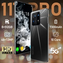 7.3 inch Unlocked Mobile phones 3 sim card 8gb+512gb Android Smartphone for 11T Pro