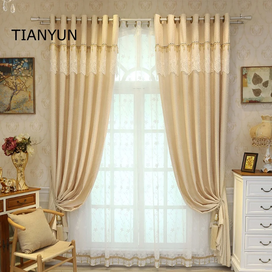 Luxury Home Textiles Elegant Bedroom Ready Made Jacquard Window Curtains
