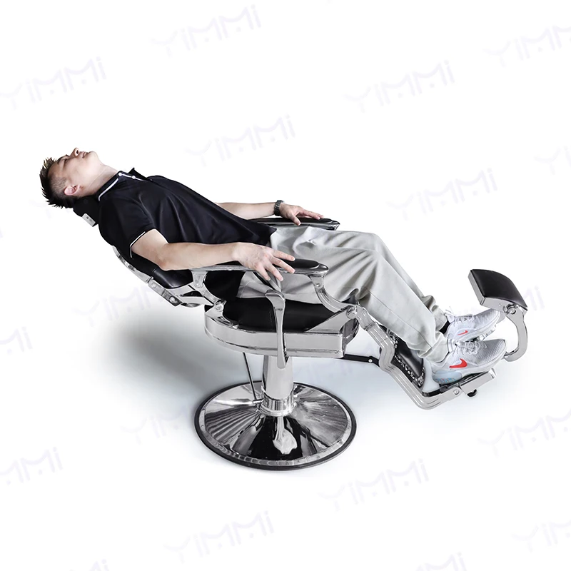 Yimmi Vintage Hair Salon Chair Reclining Barbershop Chair Beauty Salon Furniture Black Barber Chair