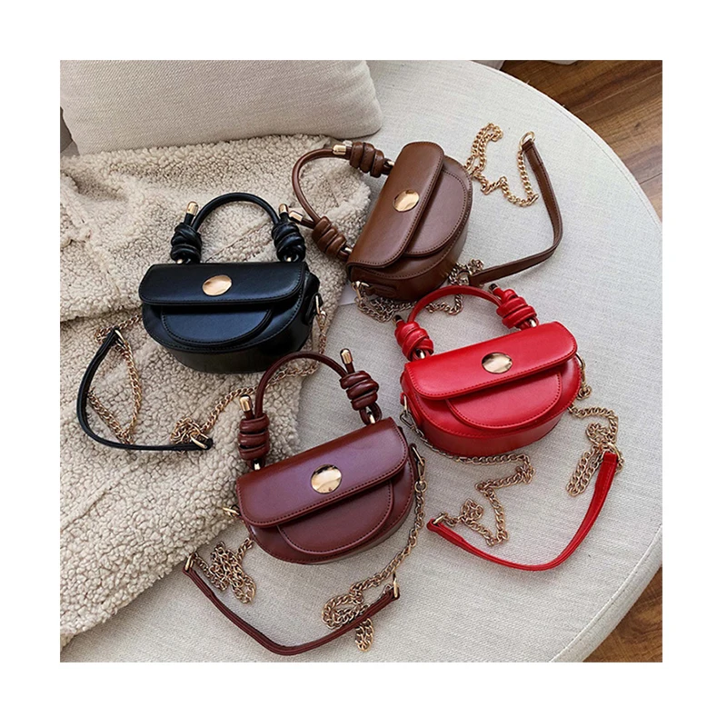 
Retro Crossbody Saddle Handbags Vintage Half-moon Bags New Winter Knotted Top-handle Shoulder Bag Women Small Purse Bolsa Mujer 