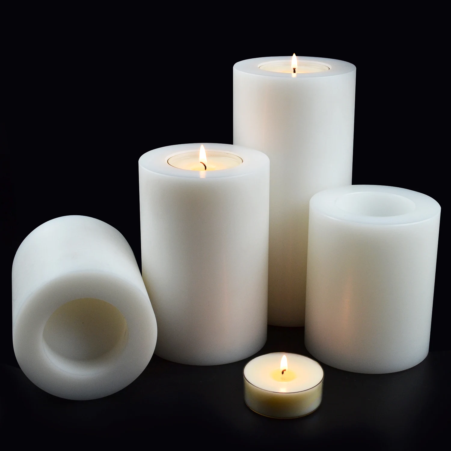 White Recycled Resin Artificial Candle Holder For Modern Luxury Furniture