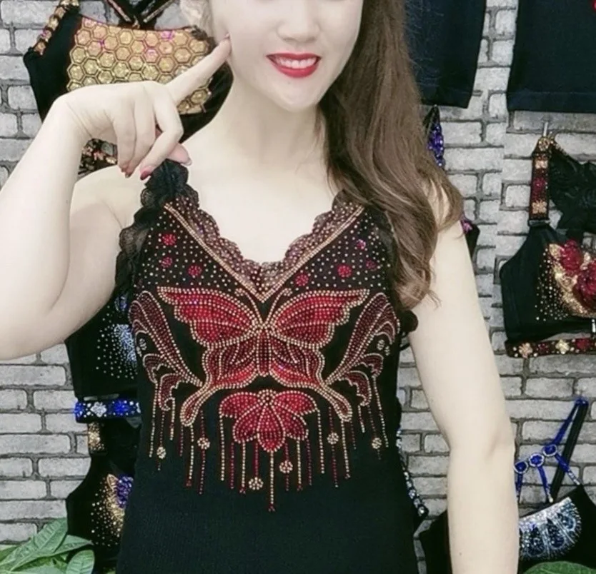 dancing movement Inner and outer wear  Hot crystal brick Seamless compiled Long vest