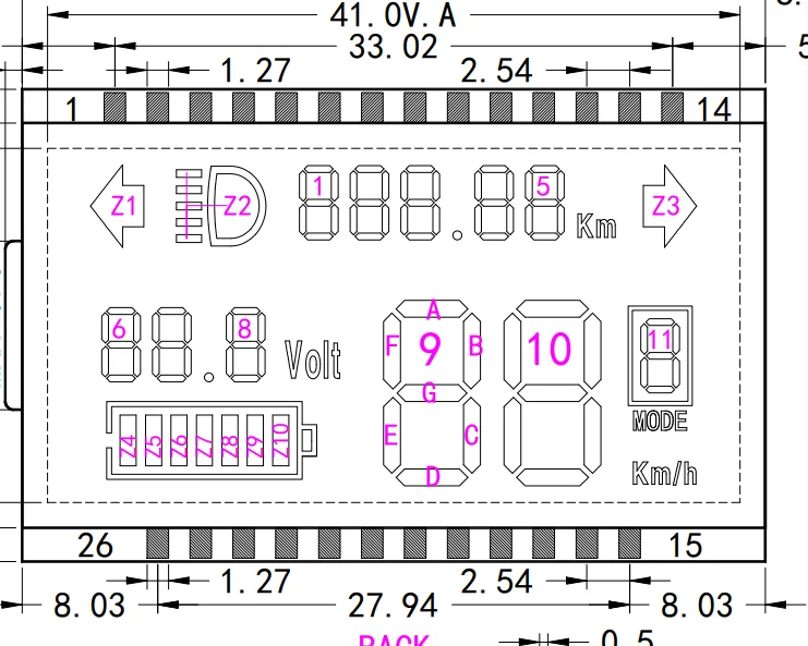 Manufacturer Custom mono 7 Segment E Bike Scooter Electric 500cc Motorcycle 150 Fz Speed Meter Speedometer Lcd