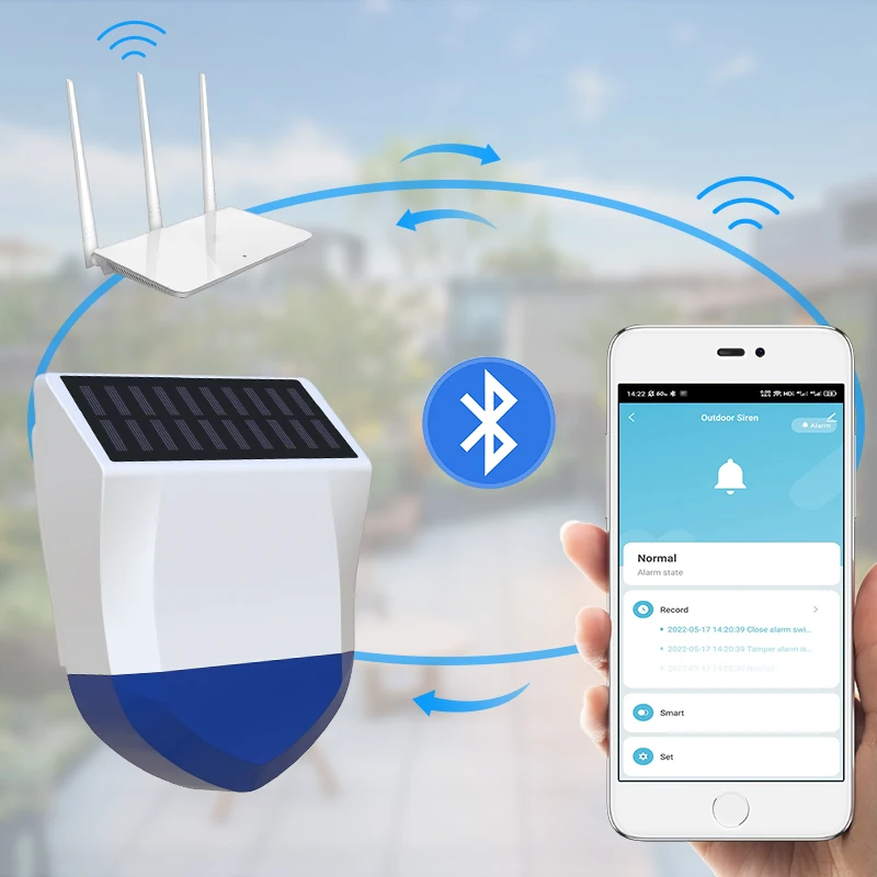 Waterproof home security system wireless alarm sirene horn buzzer wifi tuya solar outdoor siren