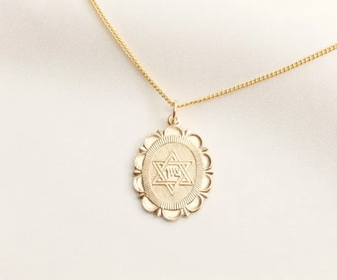 14k Gold Filled Star of David Necklace Jewish Religious Necklace Judaica Medallion Necklace 316l Stainless Steel Jewelry
