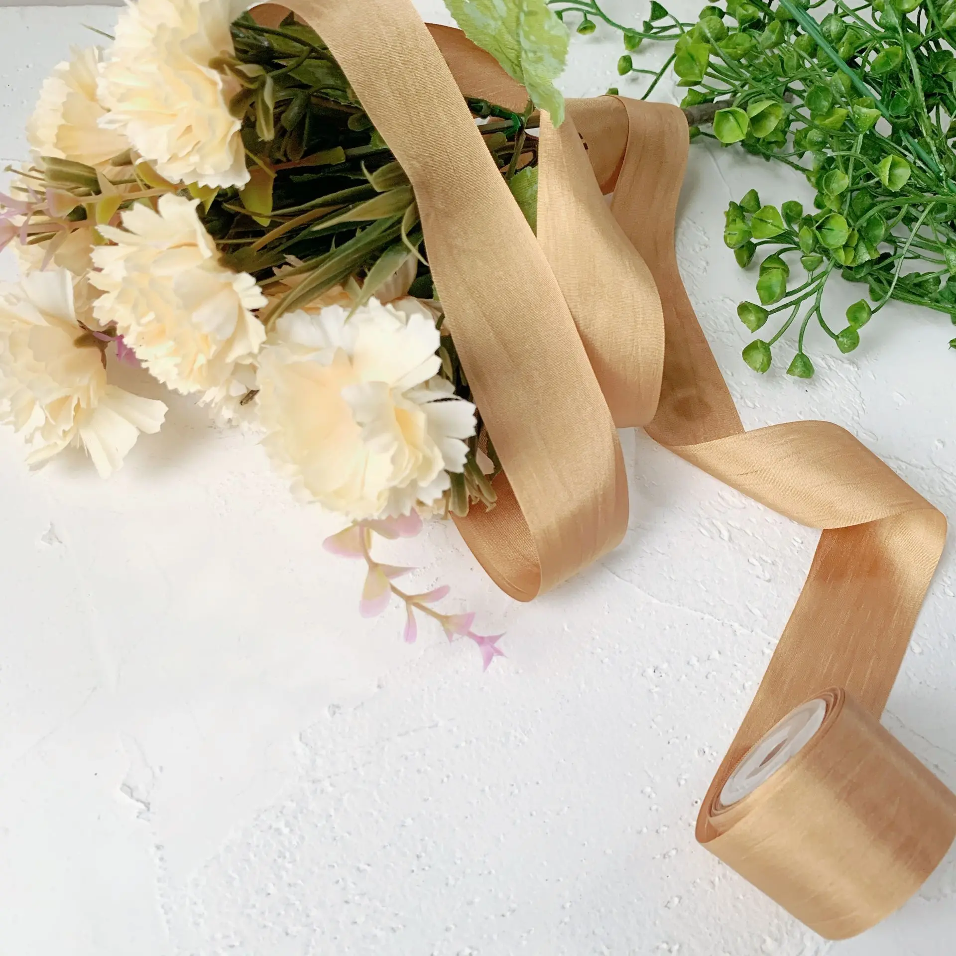 
32mm solid and variegated color 100% Real Pure Silk Ribbon Thin Taffeta Silk Embroidery Ribbon Handcraft,Double Face DIY ribbon 