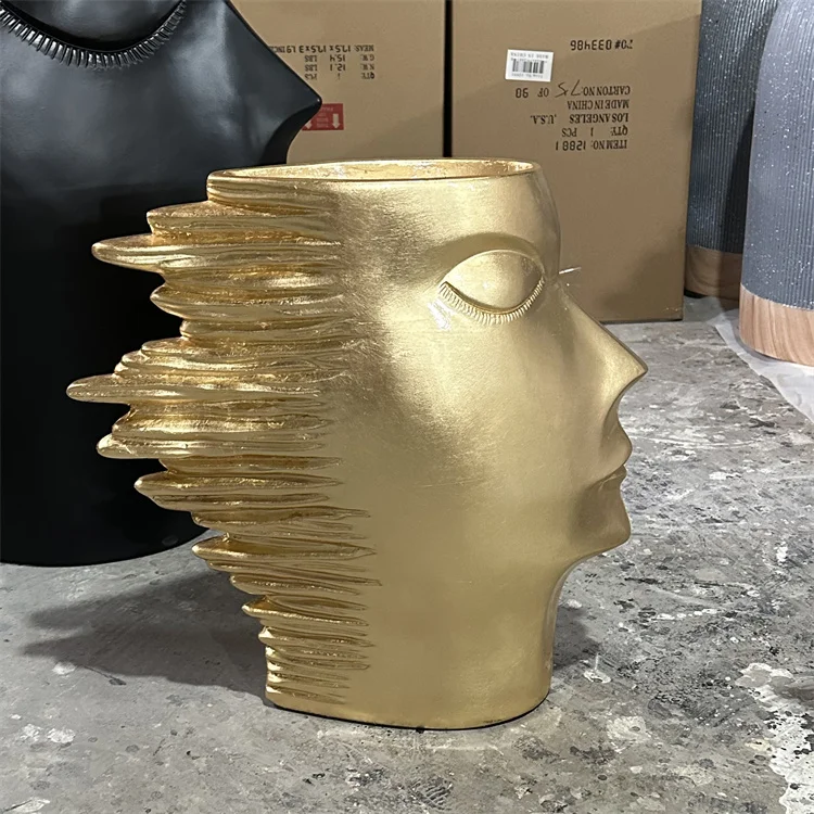 large human face pots fiber clay flower pot head planter vase for plants with Europe style