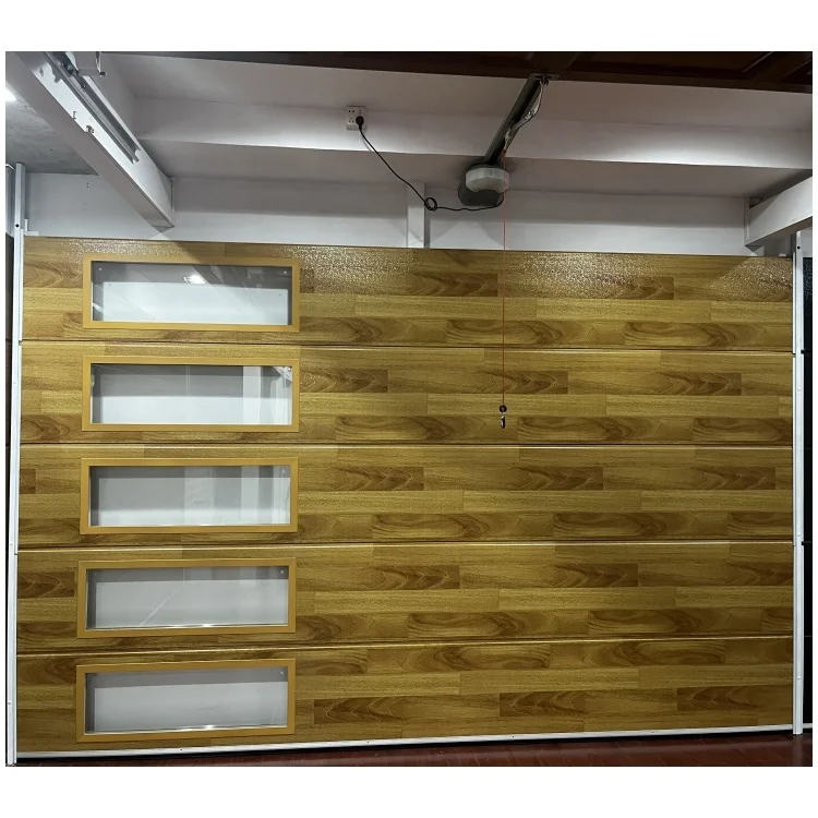 Zekin Hurricane Resistant Sectional Electric wooden Garage Door Automatic Fullview Aluminum frosted or clear Glass Garage Doors