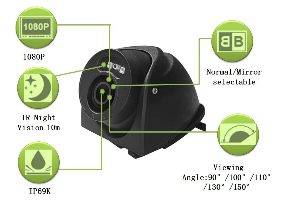 2.0 MP Resolution IR Night Vision Mobile Live Video Rear View Outside Mount Yellow School Bus CCTV Security Camera
