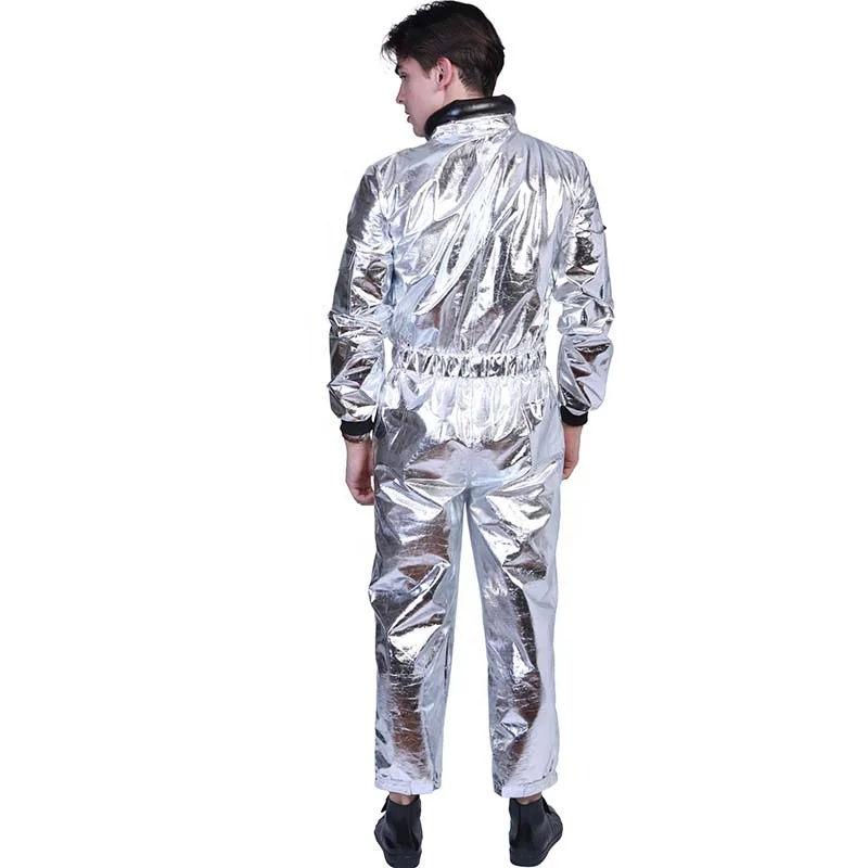 Family Halloween fancy dress silver cosmonaut cosplay adult kids spaceman astronaut costume