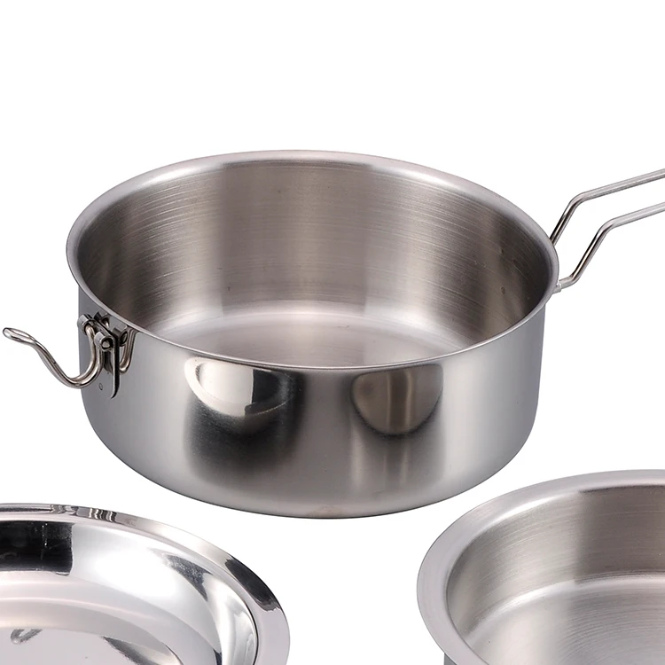 2021 3Pcs Stainless Steel Camping Kitchen Cookware Outdoor Cook Set