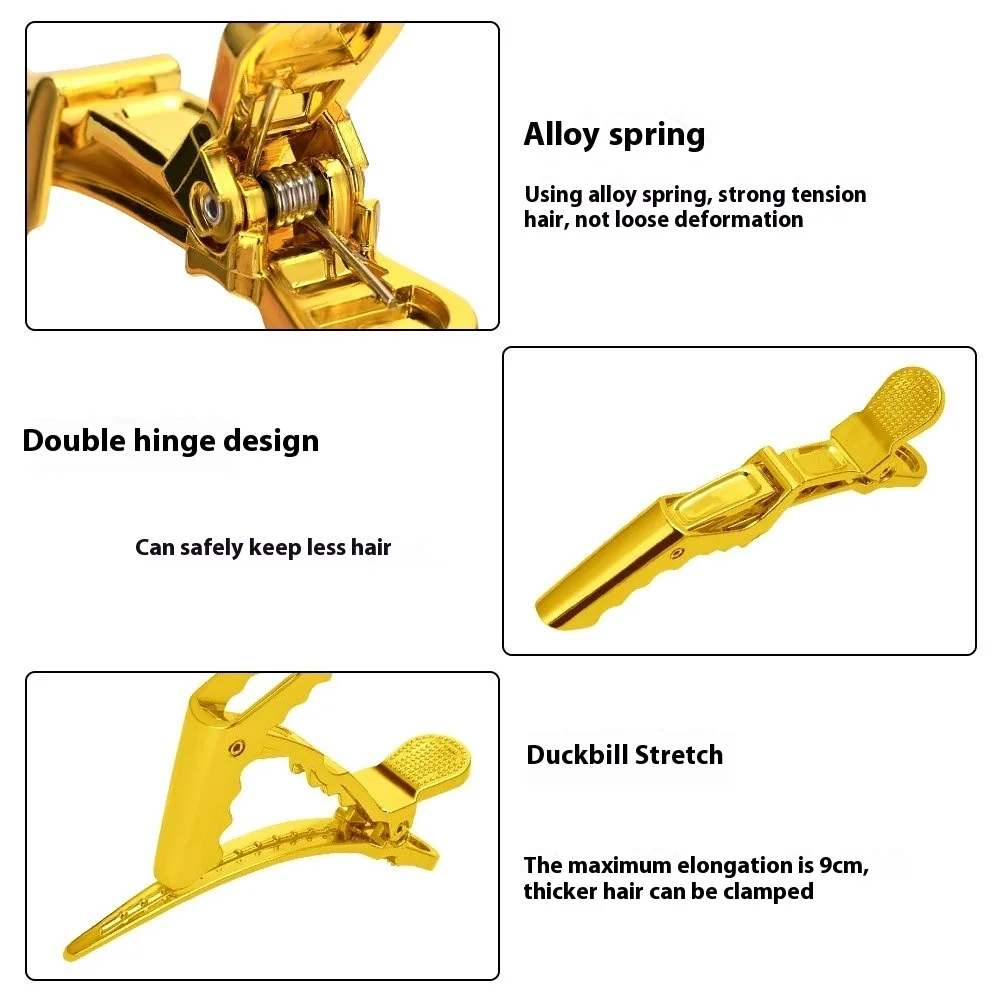Barber Shop Multi-Purpose Hair Styling Tool Electroplated Gold Silver Crocodile Clip Positioning Distinguishing Perm Hair Dye