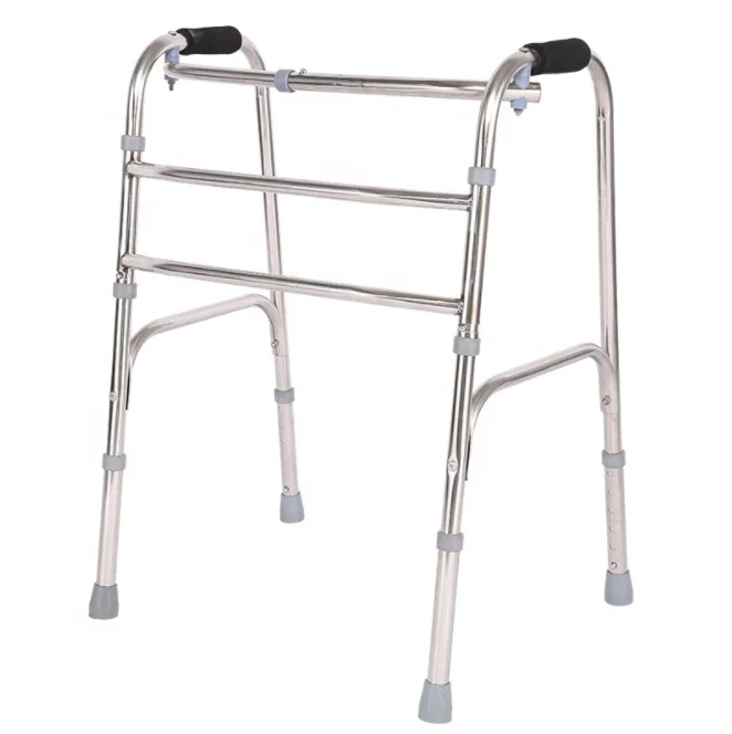 High Quality Wheeled Folding Walker for the Elderly Stainless Steel Four Legged Disabled