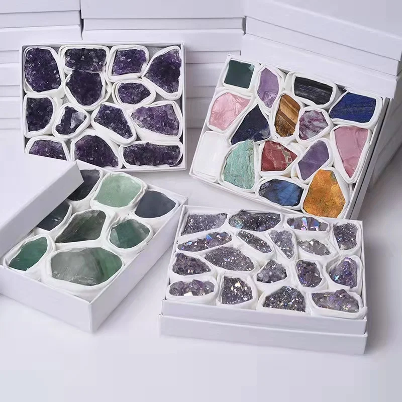2021 натуральный кристалл feldspar семейство оригинальных камней коробка для