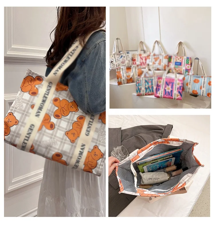 Sympathybag canvas striped tote bag canvas tote bag shopping bags