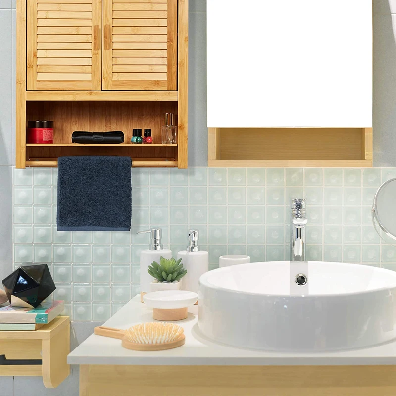 Bathroom Toilet Storage  cabinet Rack Bamboo Wall  storage Cabinet with Towel rack