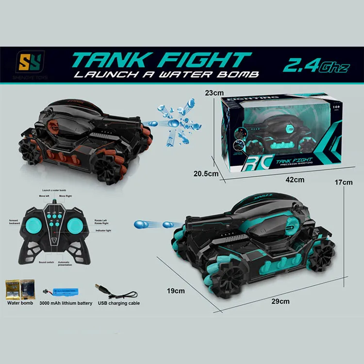 Новинка 2020, Лидер продаж на Amazon, высокоскоростной дрифтовый танк с дистанционным управлением 1:10, боевой автомобиль с водяной бомбой, игрушки, Радиоуправляемый Танк для стрельбы