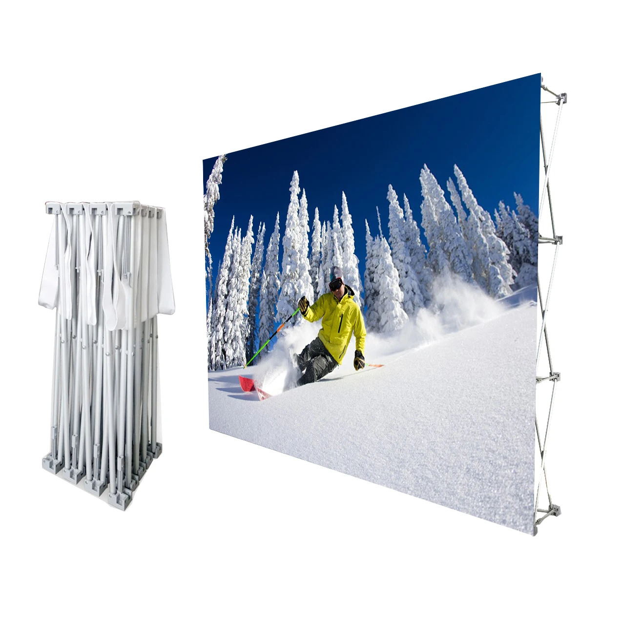 Pull Up Banner Stand Curved Backdrop Custom Trading Pop-Up Device Display Portable Aluminum Pop Exhibition Wall Tension