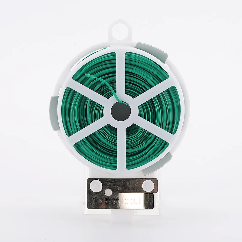 PE Garden Twist Tie Reusable Green Coated String Garden Cable Clip Band Gardening Vegetable Grafting Fixer Climbers