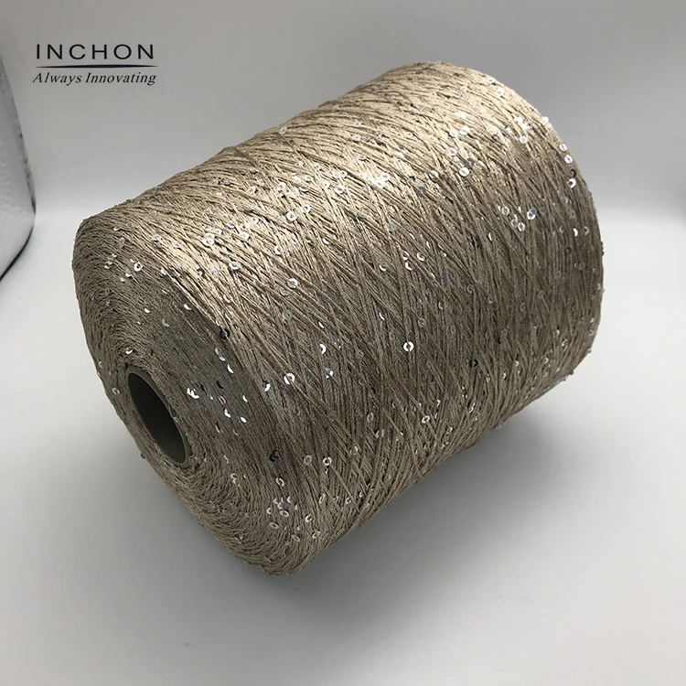 Cheap price fashion polyester sequins yarn fashion flax sequin yarn black white basic color sequin yarn