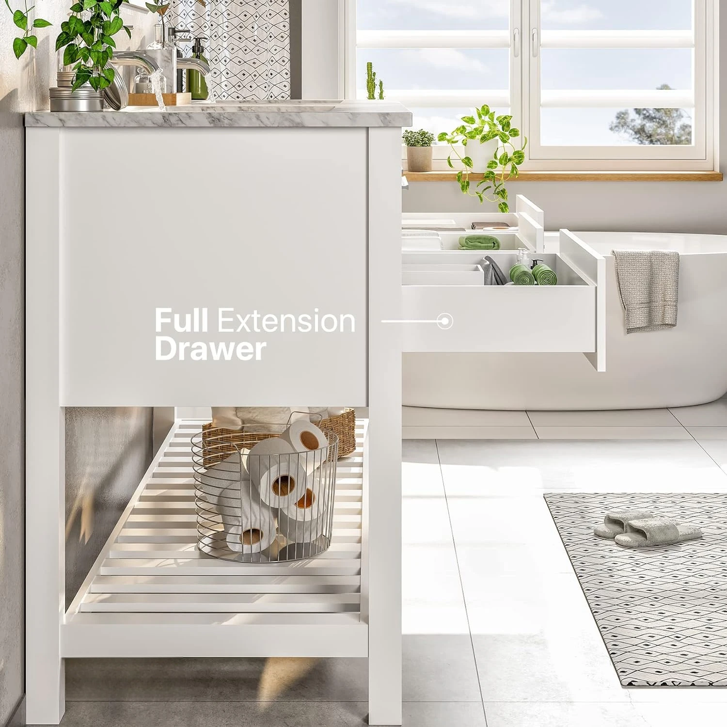 Porcelain Round 60 inch Bathroom Vanity Double Sink Vanity Bathroom Sink with Legs Marble Top Double Vanity Sink Cabinet