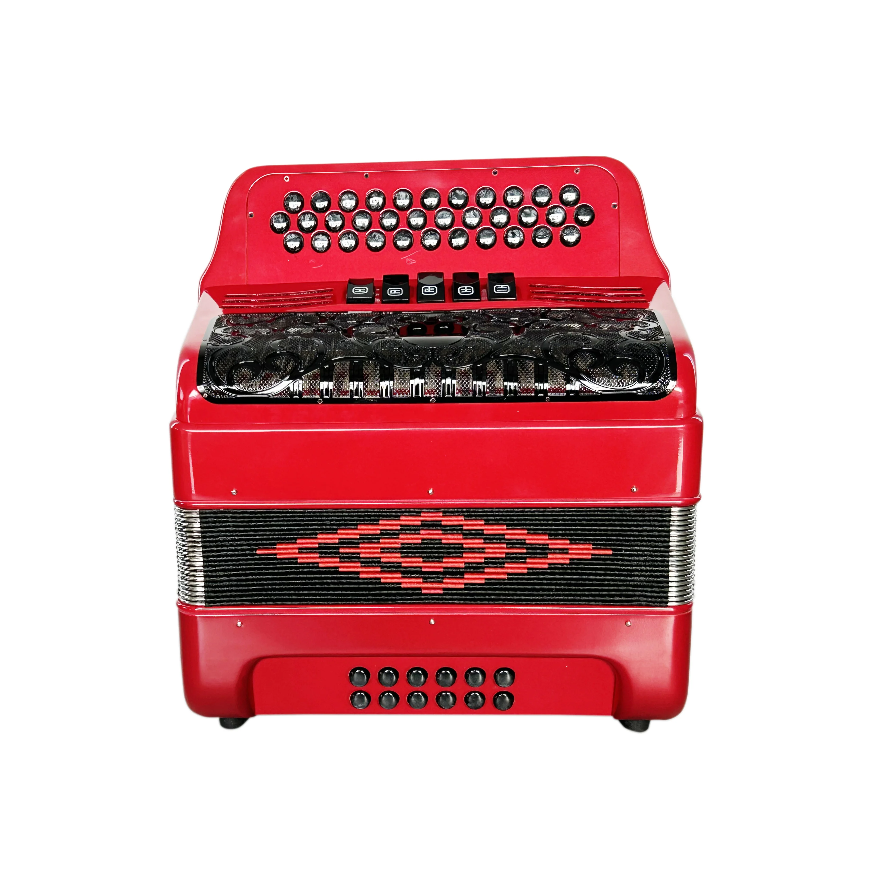 SEASOUND OEM 34 Button 12 Bass 5 Registers Red Metallic Acordeon Black Grill Black Buttons Accordion Diatonic JB3412D