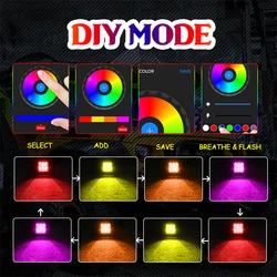 Nova Auto Music App Control Flush Mount RGB And White Led Pod Lights With Halo Ring