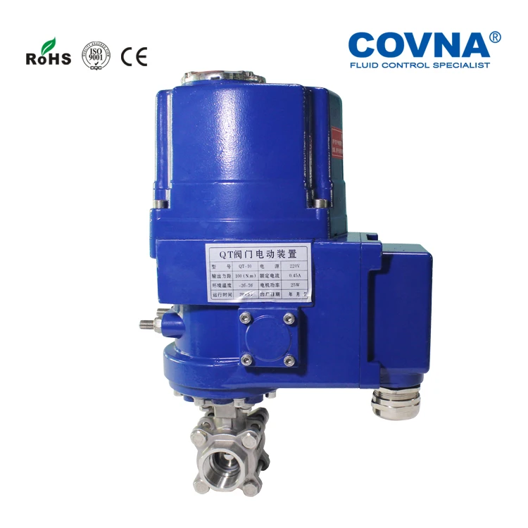 COVNA Motorized Valves 110V 220V Explosion-proof rs 485 2 inch Electric Actuator 3-Piece Ball Valve