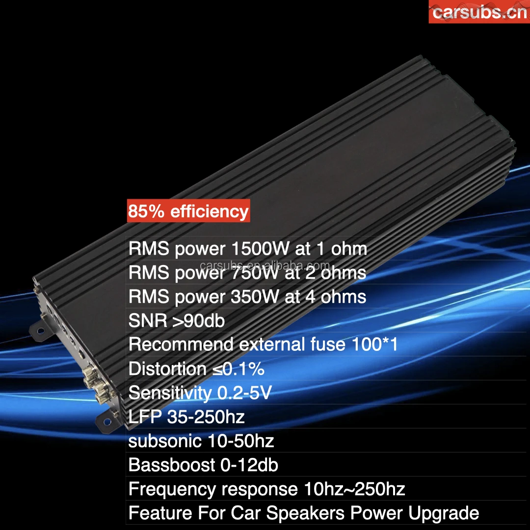 Car Stereo Amplifier Mono RMS 1500W Strong Bass SPL Subwoofer Amplifier Peak 3000W Max 1ohm Class D Car Amplifier Monoblock