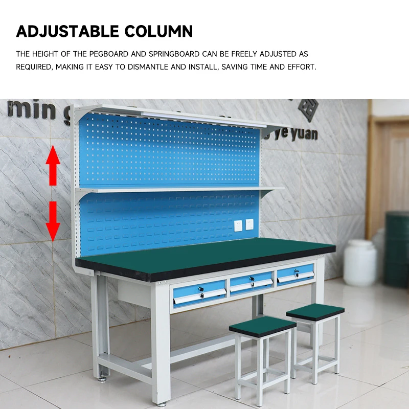 Wholesale customization shaped anti-static workshop factory packing maintenance workbench with two benches