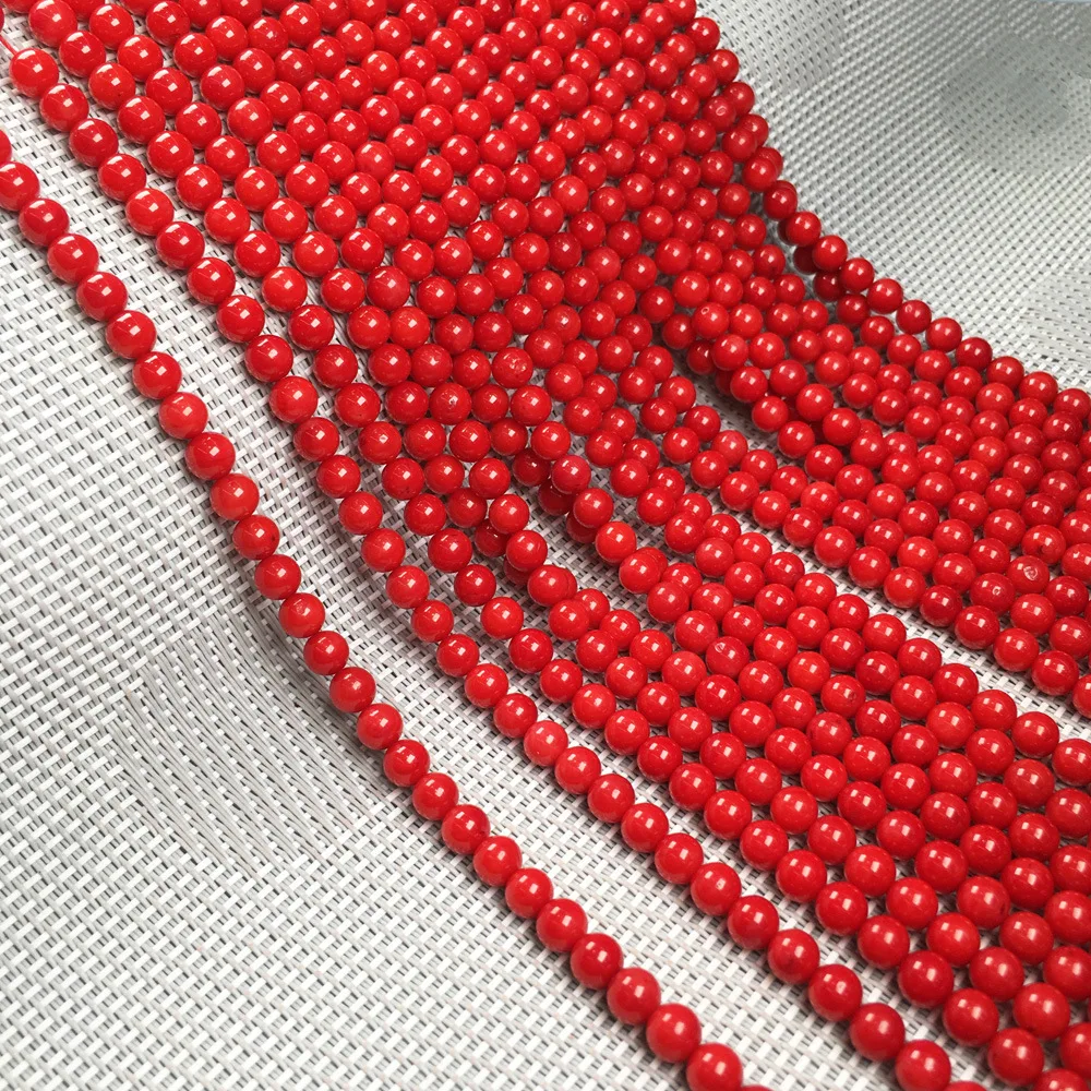 Original Natural Red Coral Round Loose Beads for Sale