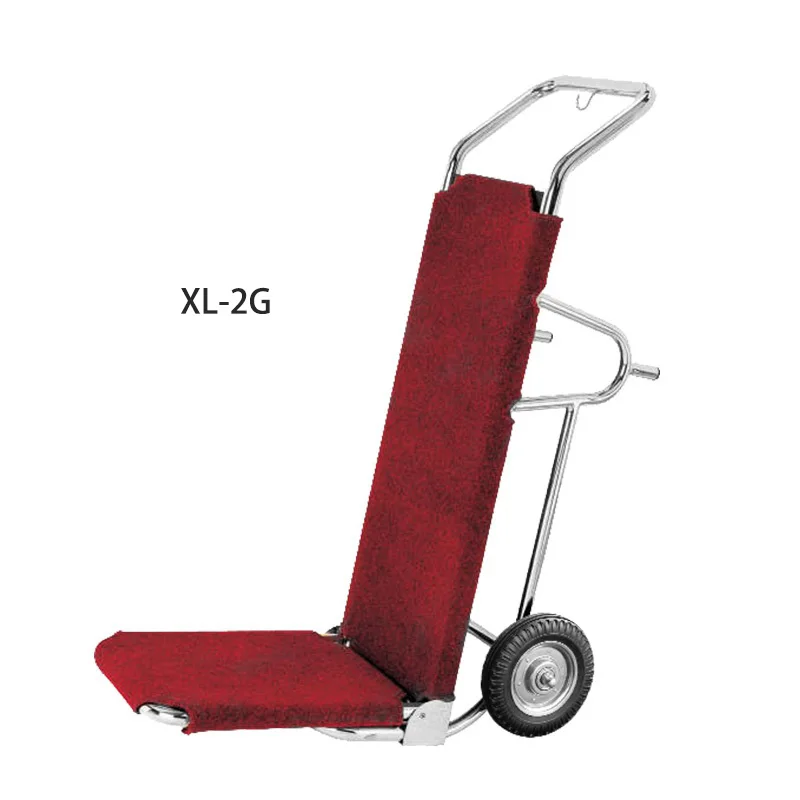 Luxury Hotel Lobby Bellman Luggage Carrier Cart Stainless Steel Golden Baggage Trolley Bellboy Cart
