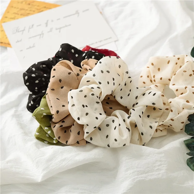 Fashion small dot printed fabric hair bands high grade hair tie big scrunchies for hair 2020 elastic for women