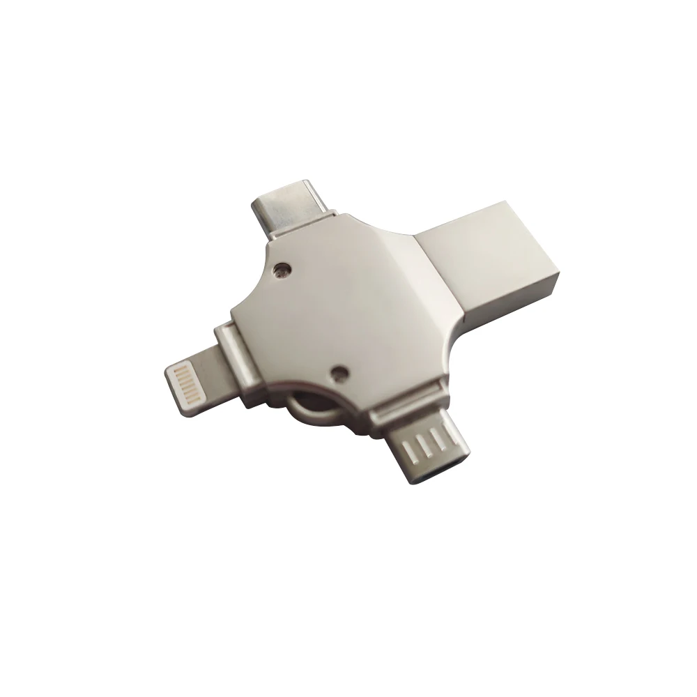 KISSIN Custom LOGO Cloud Storage USB 8GB 16GB 32GB 64GB 4 In 1 Pendrive 3.0 2.0 Flash Memory OTG USB Flash Drive