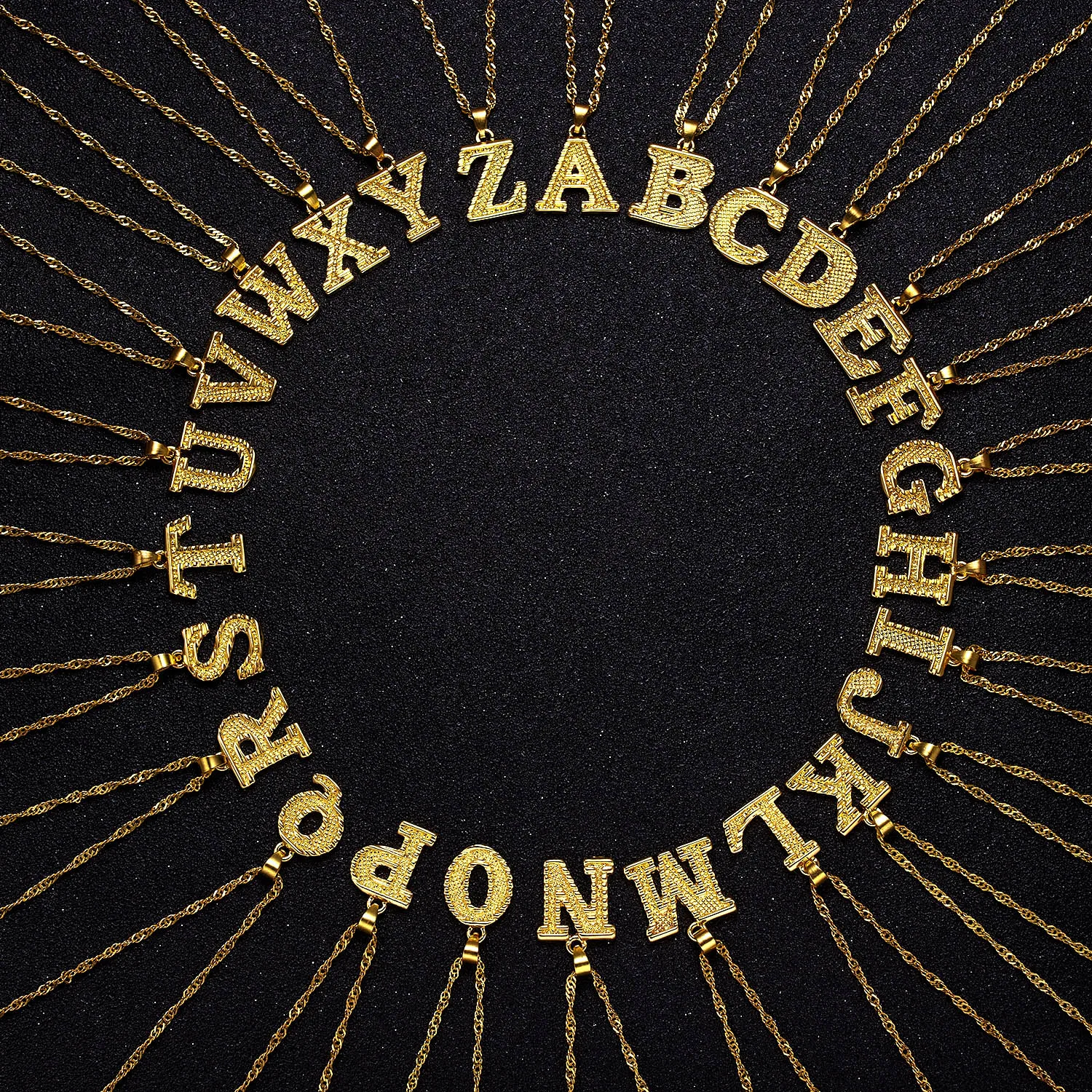 Ebay Hot Selling Gold Plated Jewelry A to Z Alphabet Initial Letter Pendant Necklaces