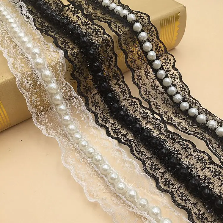 Factory stock non-stretch imitation pearl webbing curtain garment decoration diy accessories lace lace